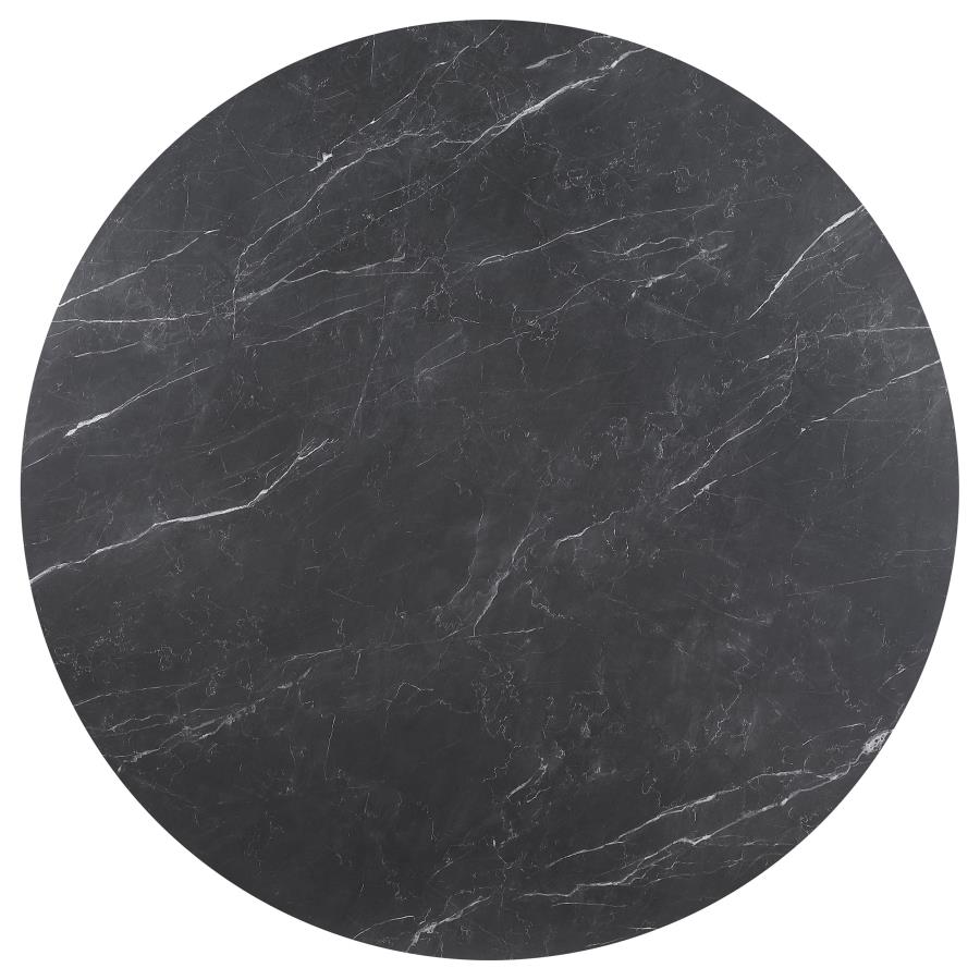 Camden 5 pcs round faux marble dining table set