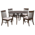 Juego de mesa de comedor redonda Everton de 5 piezas de 53 pulgadas en nogal oscuro