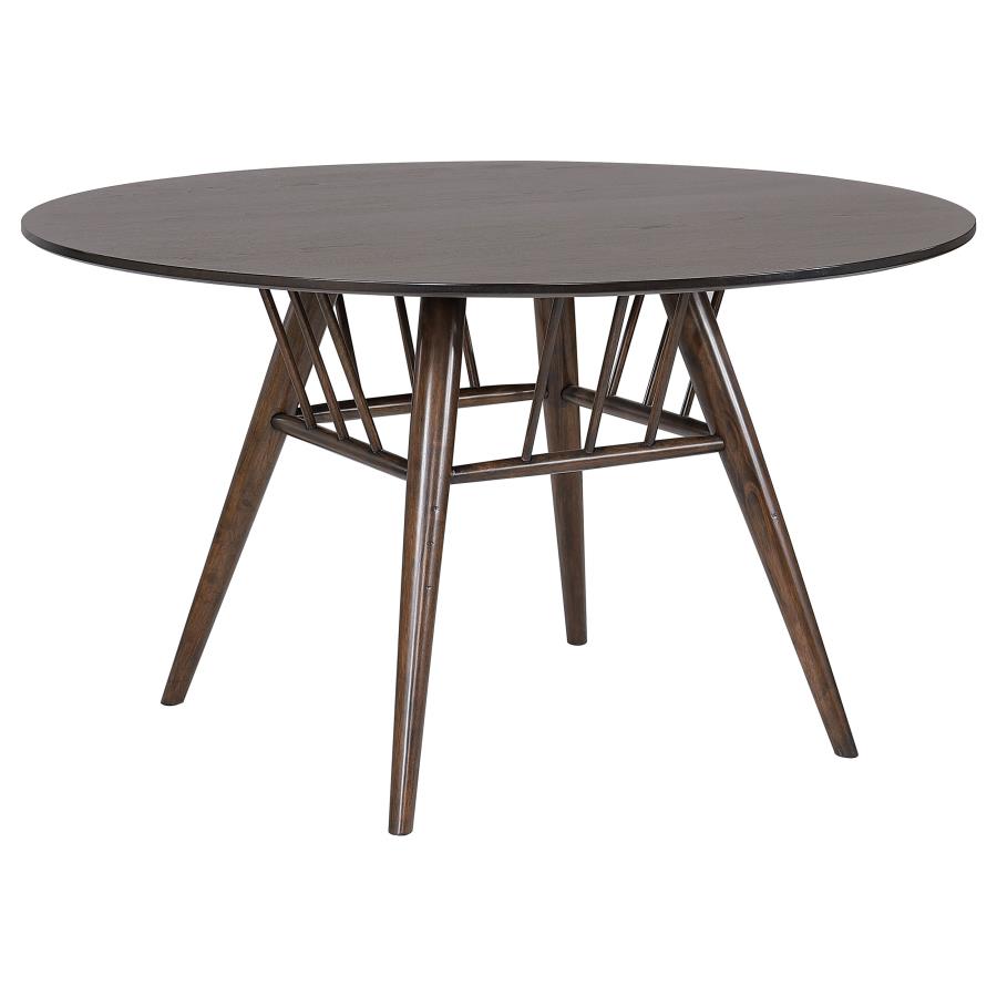 Juego de mesa de comedor redonda Everton de 5 piezas de 53 pulgadas en nogal oscuro