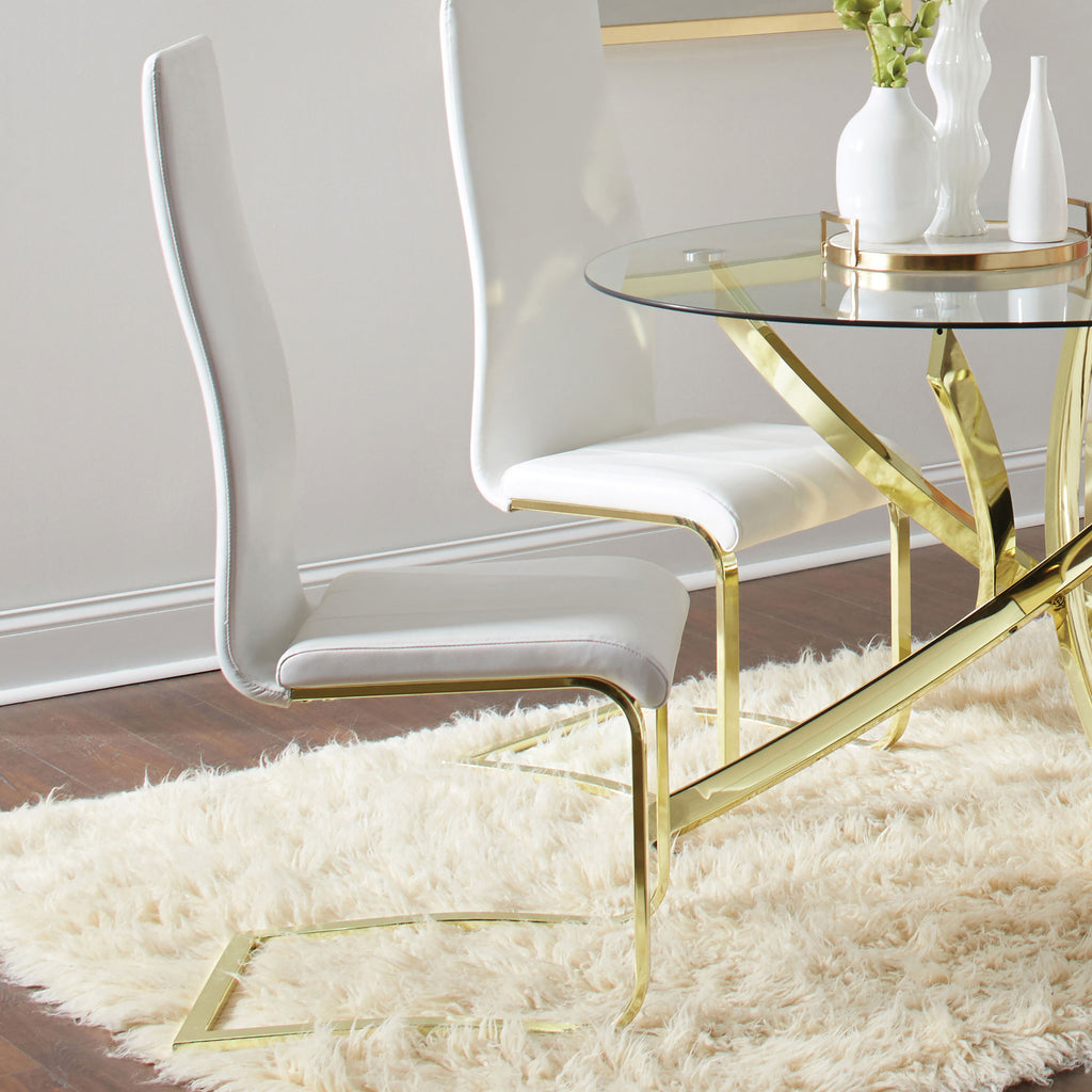Juego de comedor Montclair blanco y dorado de 5 piezas