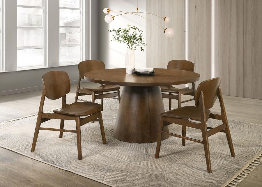 Modera 5-piece Round Wood Dining Set Grey and Walnut
