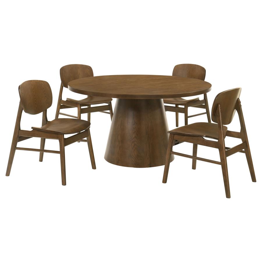 Modera 5-piece Round Wood Dining Set Grey and Walnut
