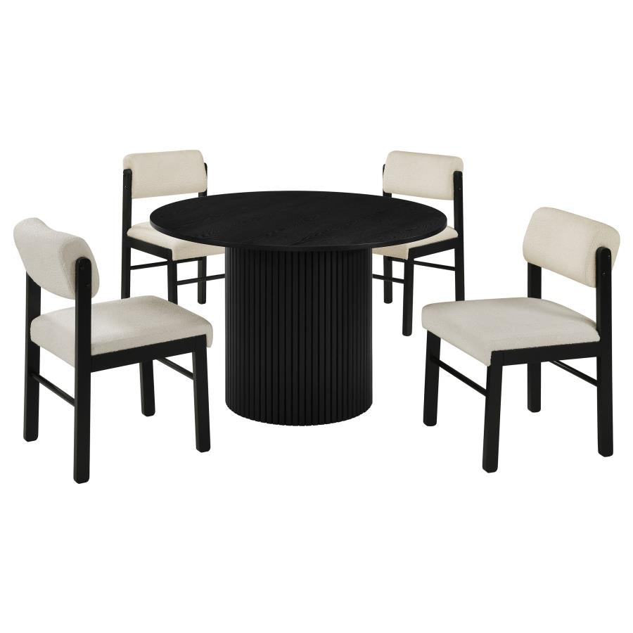 Hamlyn 5-piece Round Wood Dining Set Cream and Black
