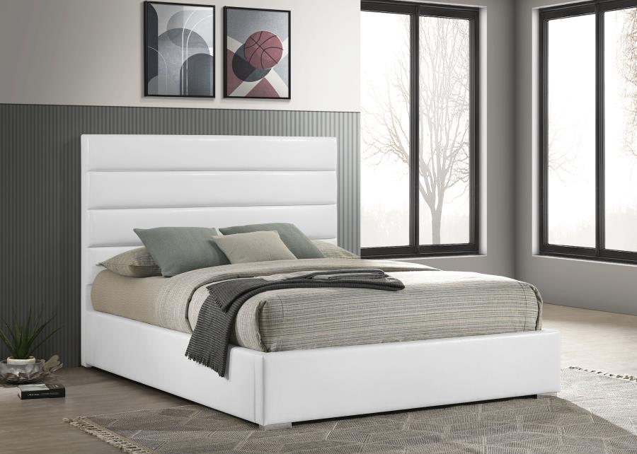 Cama Queen tapizada Felicity de 53 pulgadas, color blanco