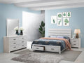 Brantford 4-piece Queen or King Storage Bedroom Set Barrel Oak or Coastal White Finish