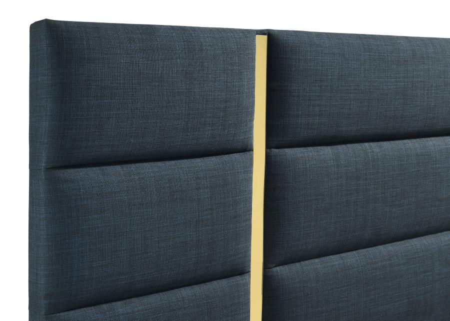 Ines 52-inch Fabric Upholstered Queen Panel Bed Nav