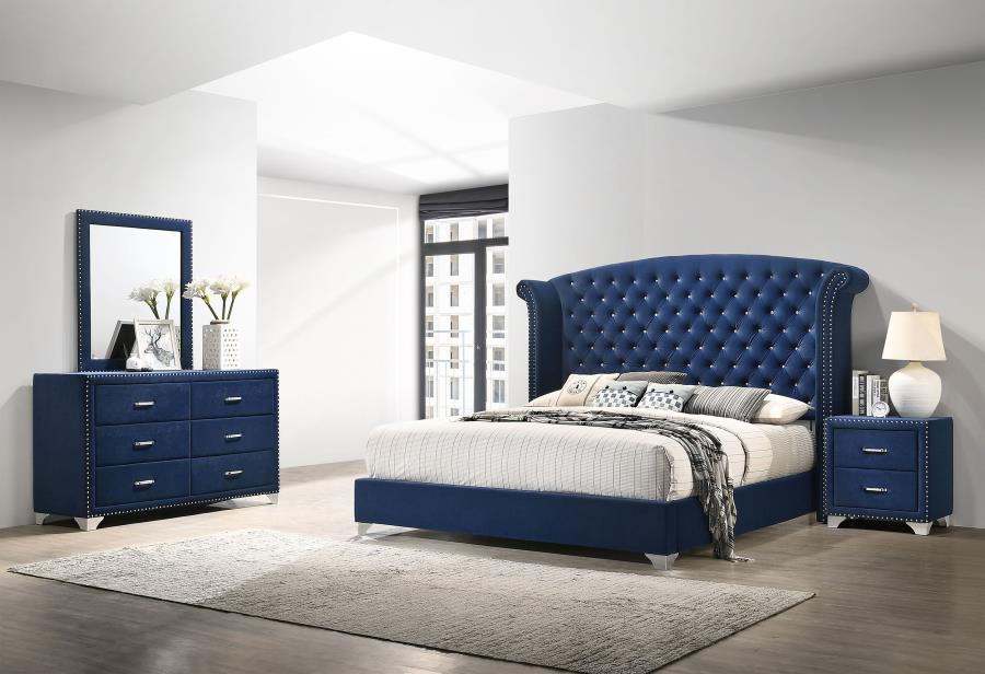 Melody 4or 5 piece Queen or King Bedroom Set Grey Or Blue velvet