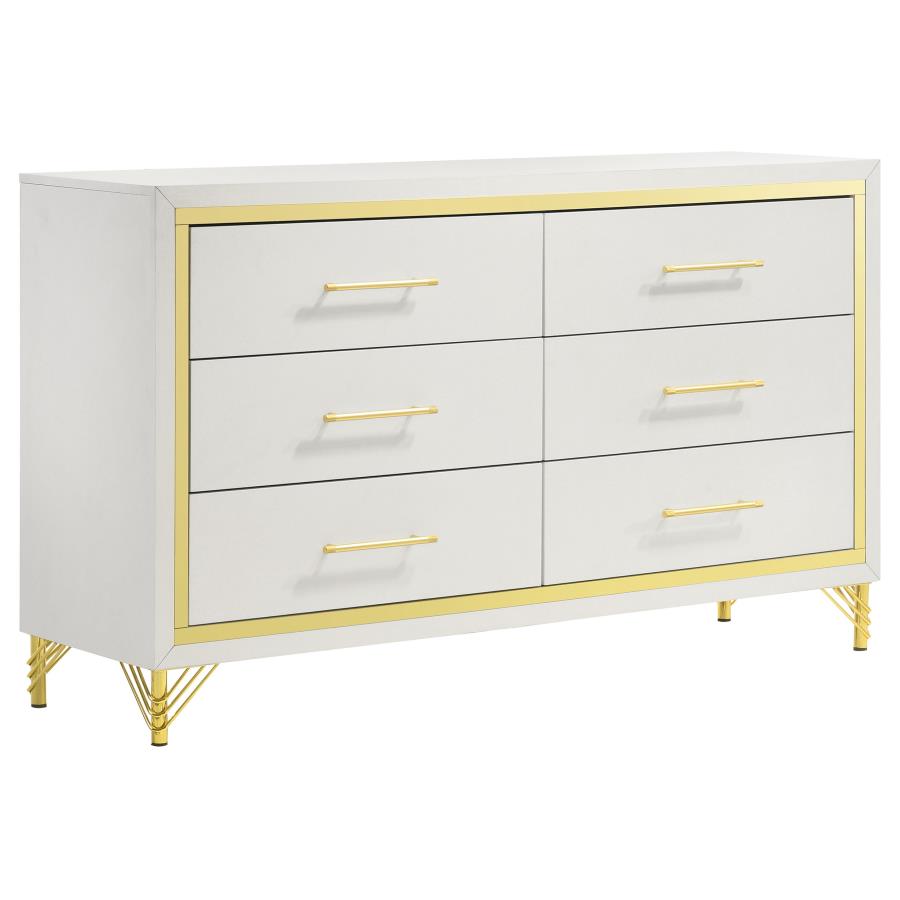 Lucia 4-piece Bedroom Set Beige and White