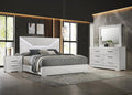 Ives 4-piece Queen or King Bedroom Set White High Gloss LED lights