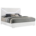 Cabecero de cama Ives Queen con paneles LED, blanco de alto brillo