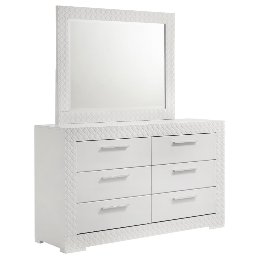 Ives 4-piece Queen or King Bedroom Set White High Gloss LED lights