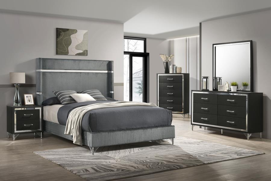 Lucia 4-piece Bedroom Set Grey and Black