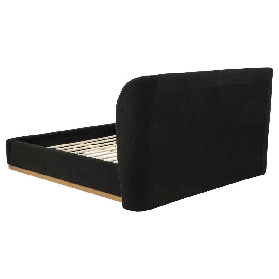 Blaire Upholstered Queen Wingback Platform Bed Black