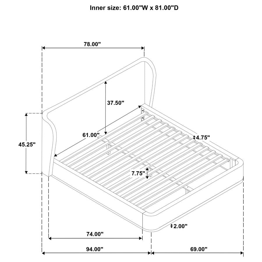 Blaire Upholstered Queen Wingback Platform Bed Black