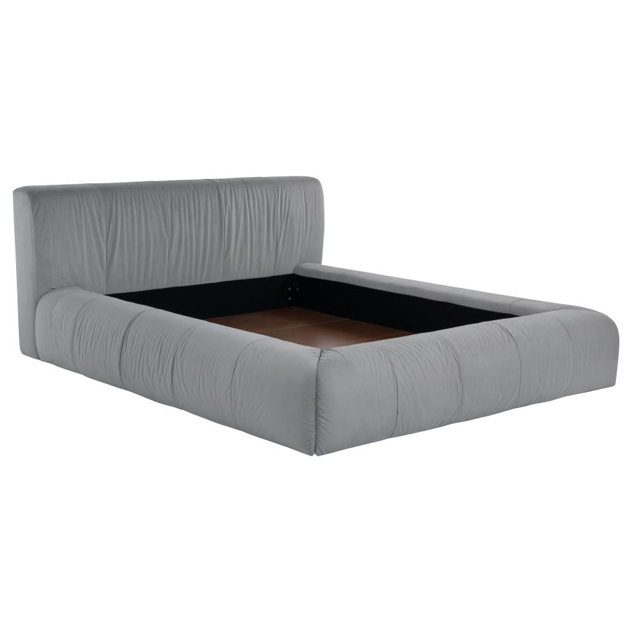 CAMA QUEEN CON PLATAFORMA TAPIZADA WILSHIRE GRIS