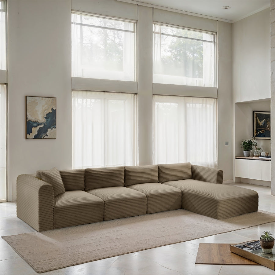 Shaggy 145" Corduroy Performance Fabric Upholstered Upholstered Modular Sectional