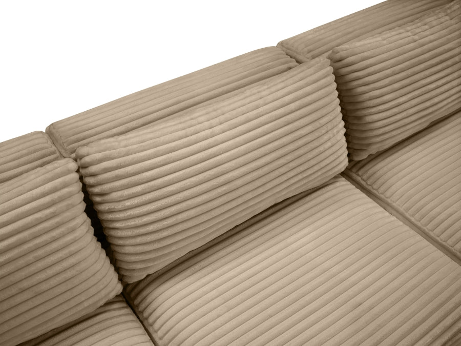 Taupe Shaggy 101" Corduroy Performance Fabric Upholstered Upholstered Modular Sectional