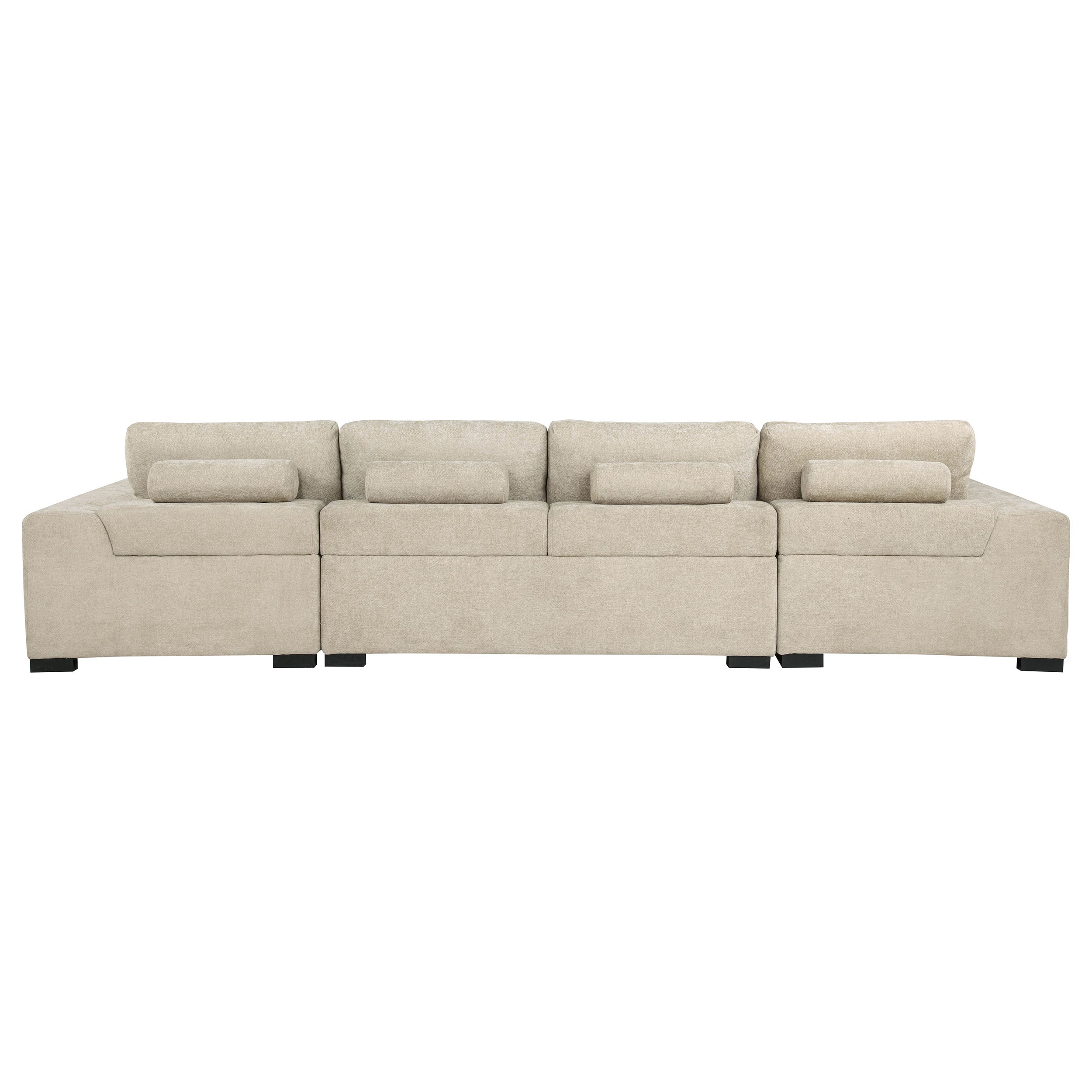 Cannella U-Shaped Double Chaise Upholstered Sectional Sofa Beige