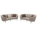 Ellorie Upholstered Channel Back Curved Sofa Beige
