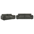 Buxton 2-piece Leather Upholstered Sofa Set Graphite