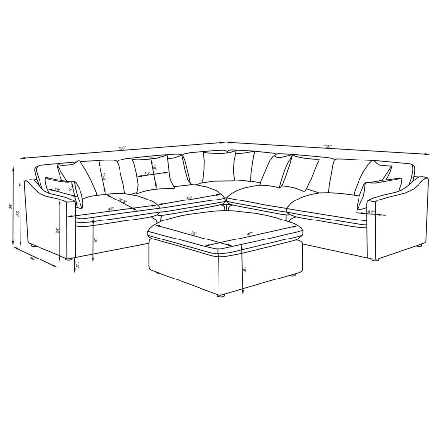 Canapé sectionnel modulaire rembourré 6 pièces Hobson Anthracite