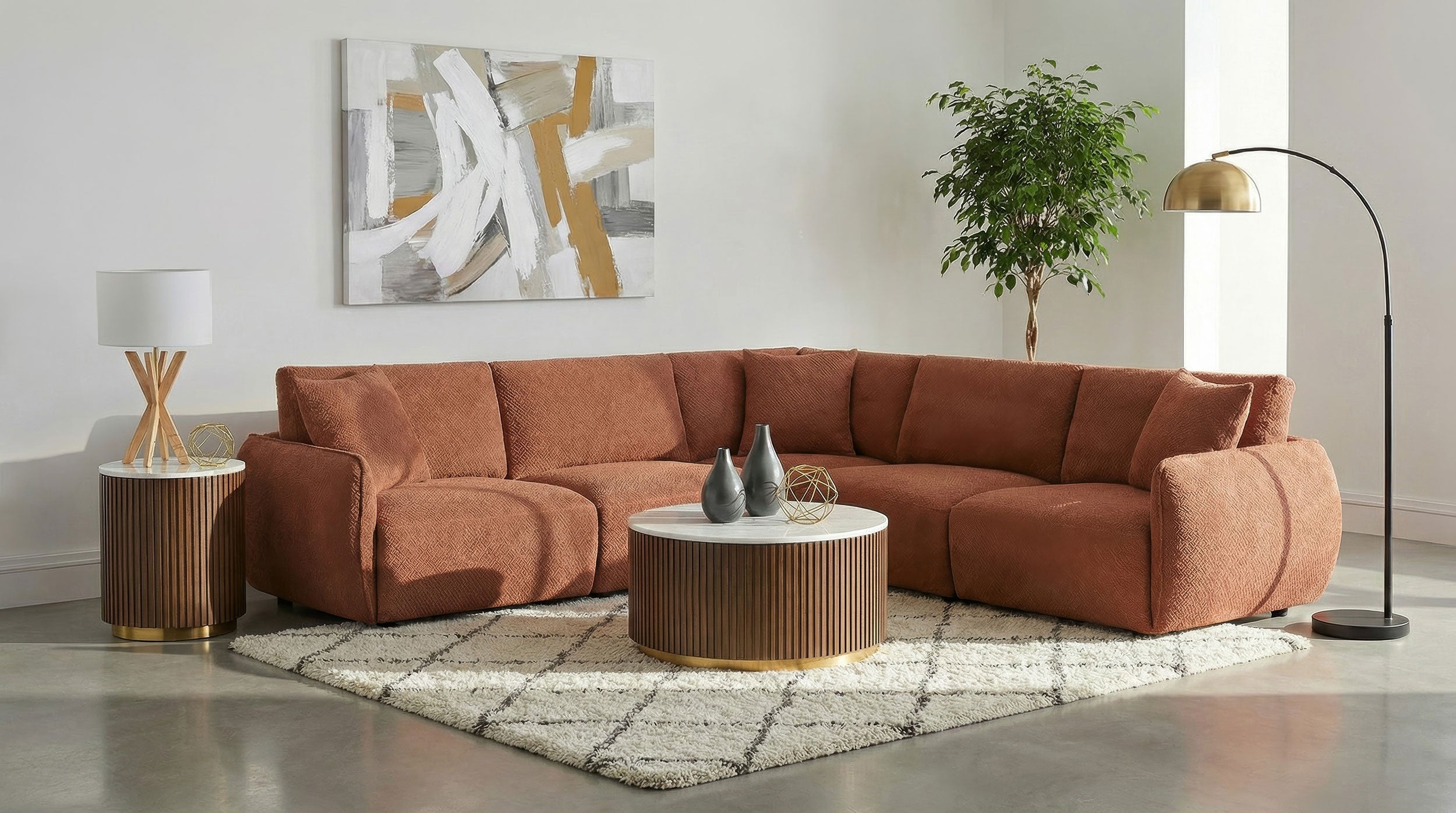 Elysia 5-piece Chenille Upholstered Modular Sectional Sofa