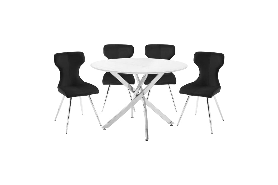 Colección de comedor redondo de 5 piezas Topeka