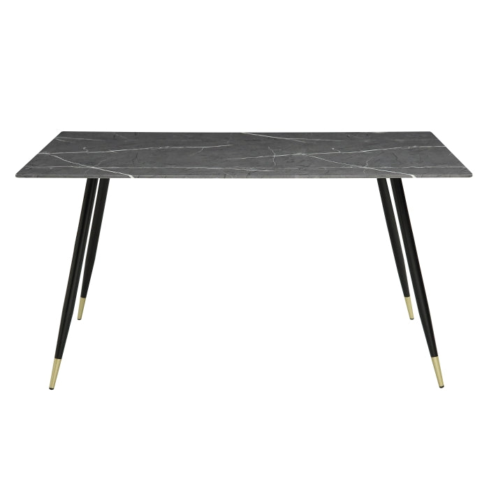 Juego de mesa de comedor Tessy de 5 piezas de imitación mármol negro y dorado