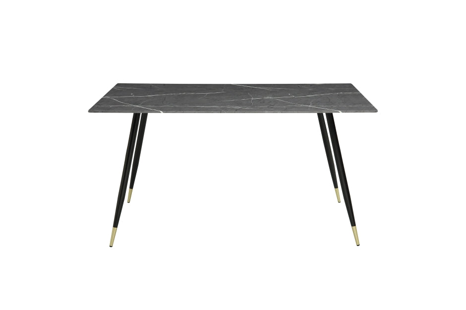 Juego de mesa de comedor Tessy de 5 piezas de imitación mármol negro y dorado