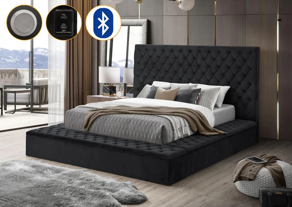 Bliss Square Velvet Storage Platform Bed