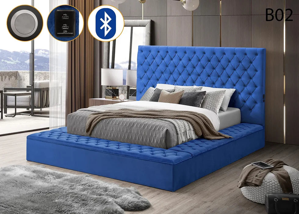 Bliss Square Velvet Storage Platform Bed