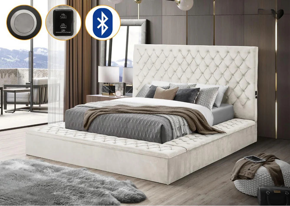 Bliss Square Velvet Storage Platform Bed