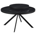 Briggs Round Marble Printed Glass Top Coffee Table Black
