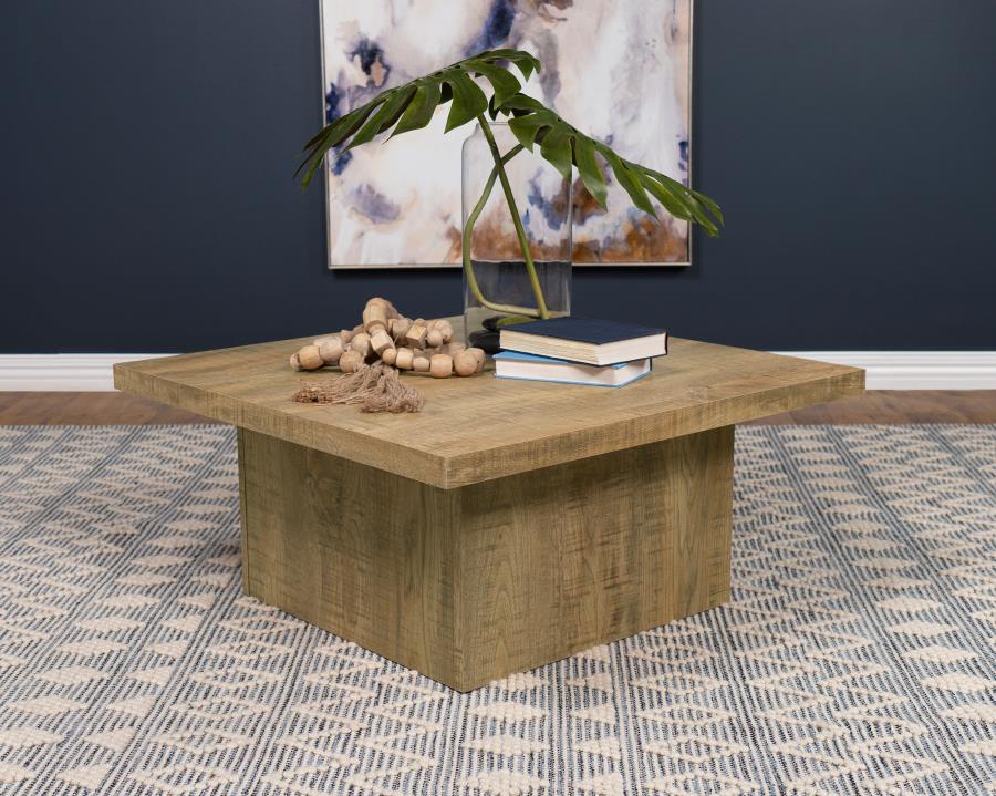 MESA DE CENTRO DEVAR CUADRADA DE MADERA DE INGENIERÍA MARRÓN MANGO