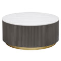 Jason Round Marble Top Coffee Table White and Charcoal
