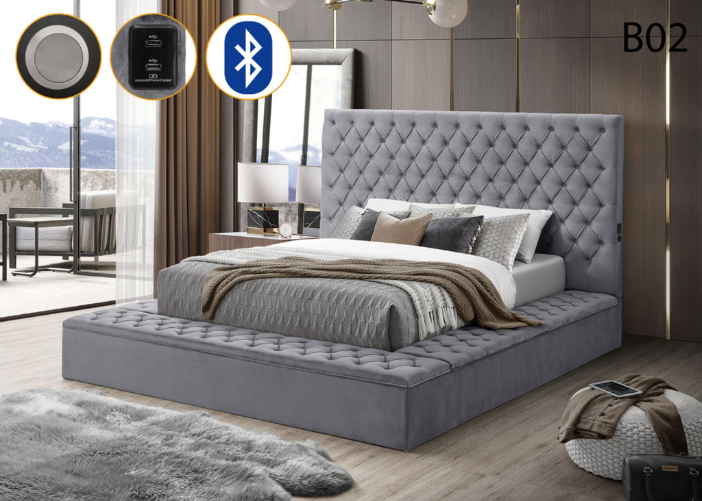 Bliss Square Velvet Storage Platform Bed