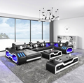 Ultra Modern Sectional Sofa Leather with LED, usb and Bluetooth speakers Miami
