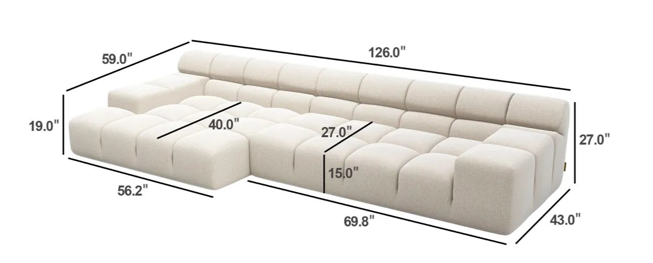 Midtown Sectional Grey RIGHT