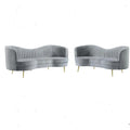 Sophia 2-piece Upholstered Channel Tufted Sofa Set Grey