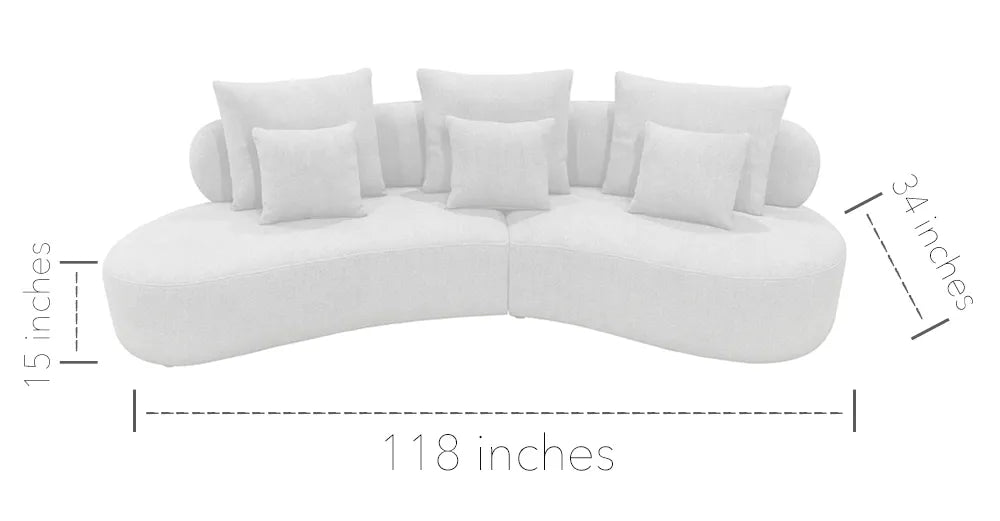MH curved Sectional Sofa with pillows