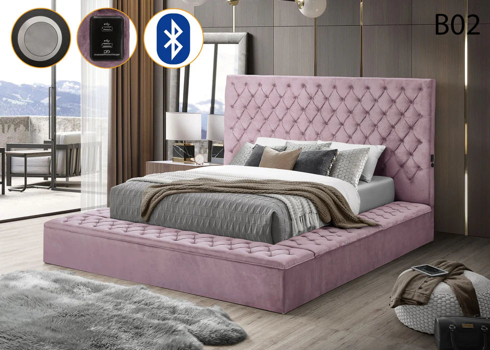 Bliss Square Velvet Storage Platform Bed